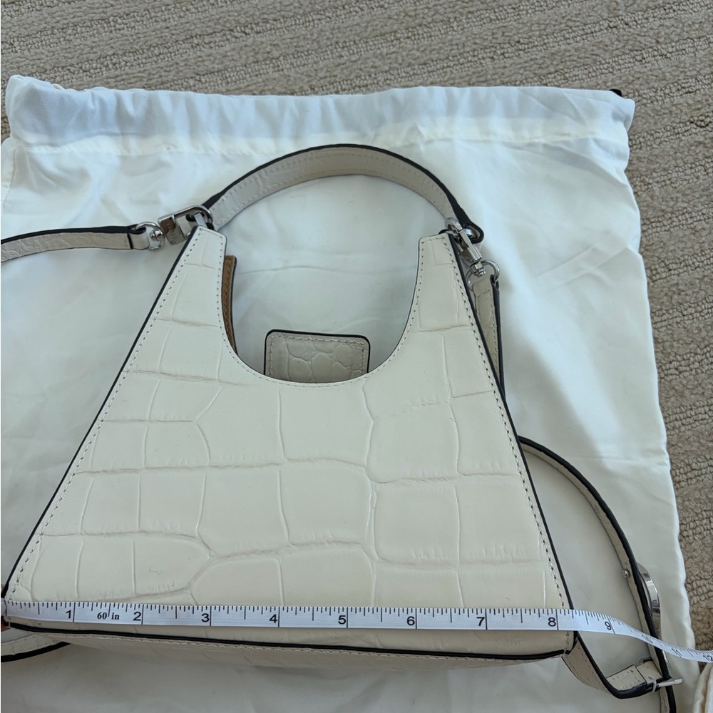 STAUD Rey White Croc-Embossed Leather Shoulder Bag - Excellent Condition - Picture 5 of 7